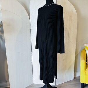 All in Favor Black Ribbed Knit Midi Dress Nordstrom Size Medium New With Tag